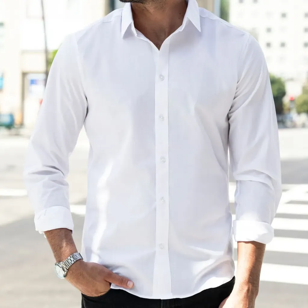 100% Cotton Slim Fit Shirt (xs, white)