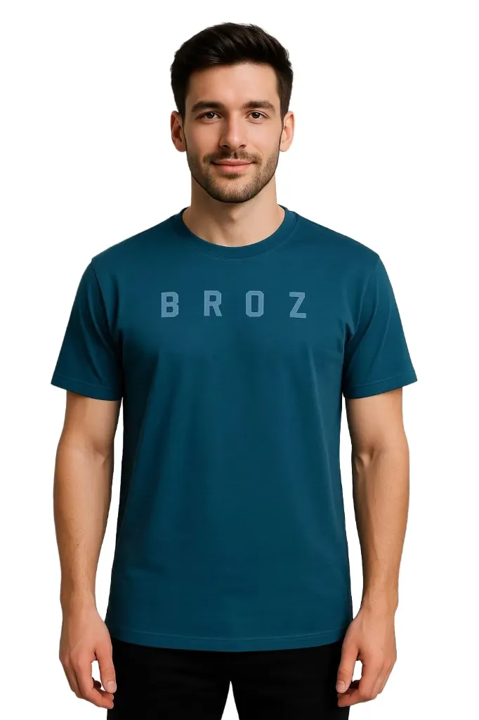 Broz Flexi Fit T-Shirt Cotton Lycra (Blue, M)